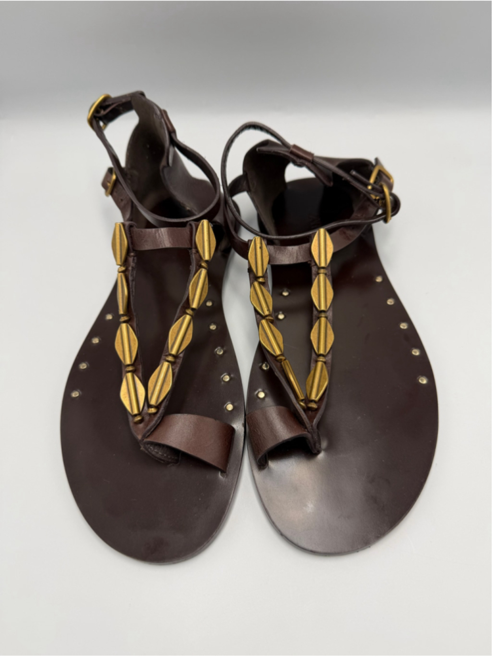 Women's Zara Brown and Gold Gladiator Sandals Size 36 Equivalent Size 6 US
